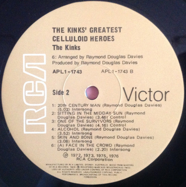 The Kinks – Celluloid Heroes - The Kinks' Greatest LP vinyl record, image 4 of 4