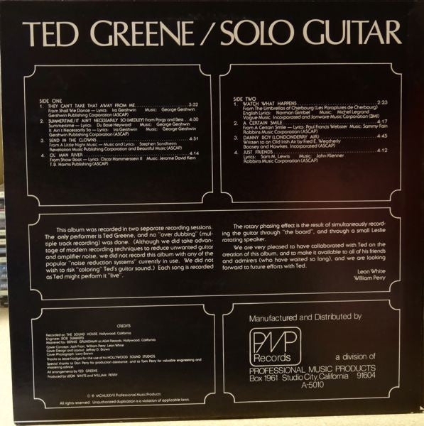 Ted Green – Solo Guitar LP vinyl record, image 2 of 4