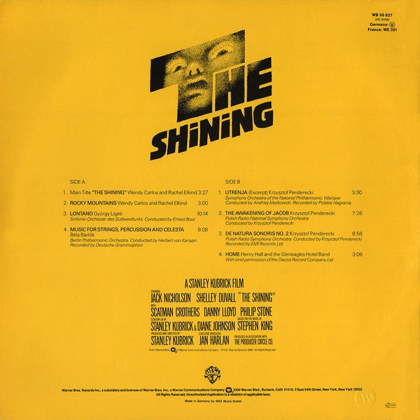 Various – The Shining (Original Sound Track) LP vinyl record, image 2 of 5