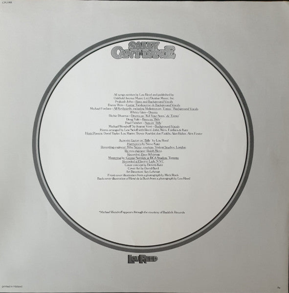 Lou Reed – Sally Can't Dance LP vinyl record, image 5 of 5