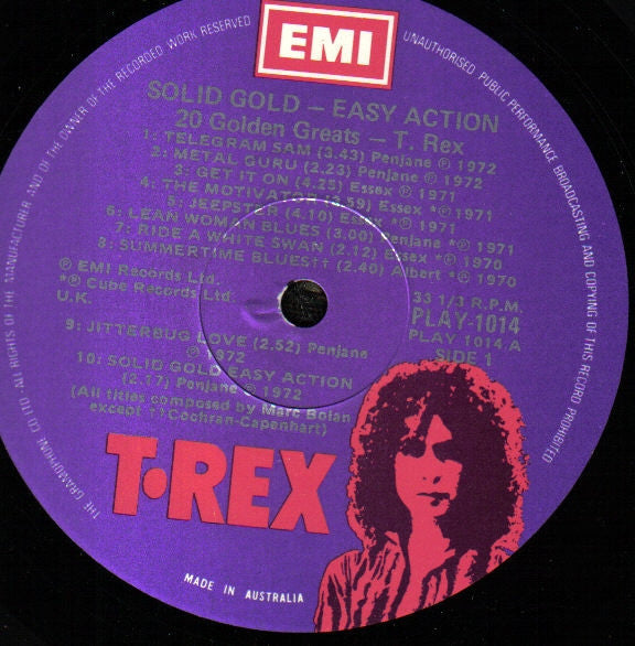 T. Rex – Solid Gold - Easy Action, 20 Golden Greats LP vinyl record, image 3 of 4