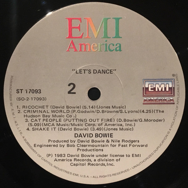 David Bowie – Let's Dance LP vinyl record, image 4 of 6