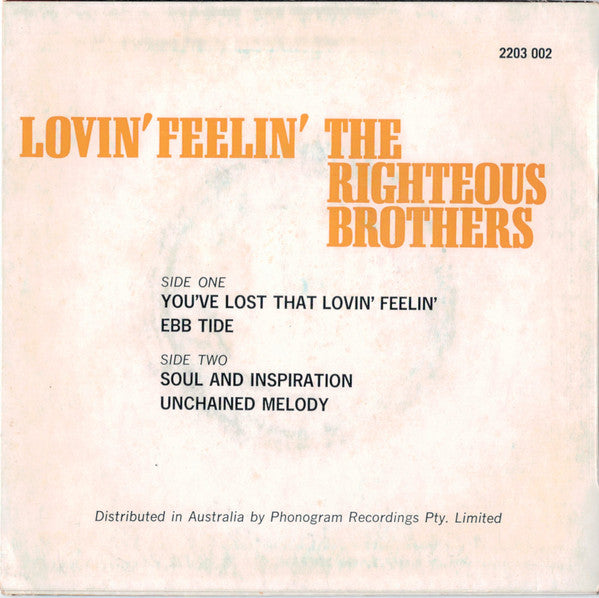 The Righteous Brothers – Lovin' Feelin' 7" vinyl record, image 4 of 4