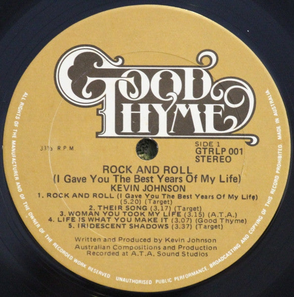 Kevin Johnson – Rock & Roll (I Gave You The Best Years Of My Life) LP vinyl record, image 4 of 5