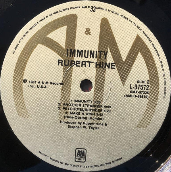 Rupert Hine – Immunity LP vinyl record, image 4 of 6