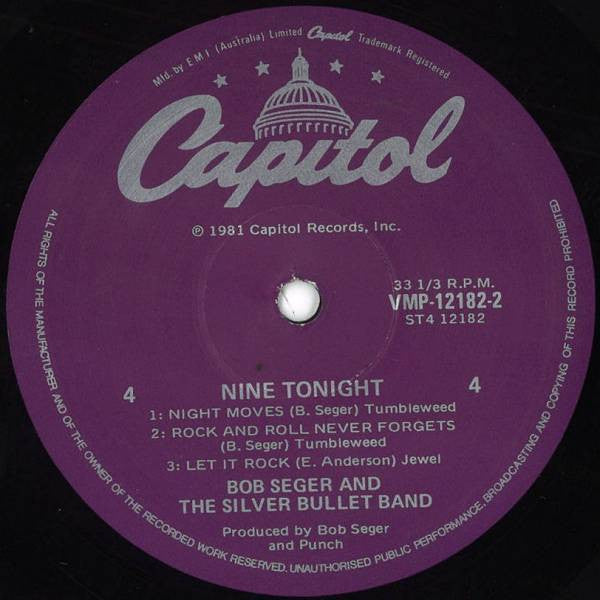 Bob Seger And The Silver Bullet Band – Nine Tonight (2xLP) LP vinyl record, image 6 of 6