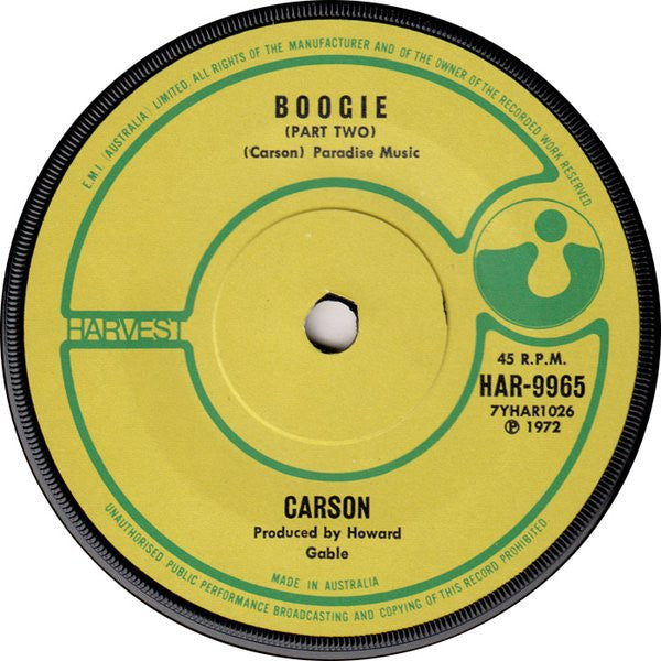 Carson – Boogie (Part One) 7" vinyl record, image 2 of 2