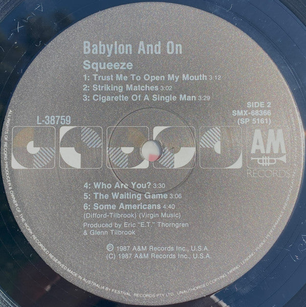 Squeeze – Babylon And On LP vinyl record, image 4 of 4