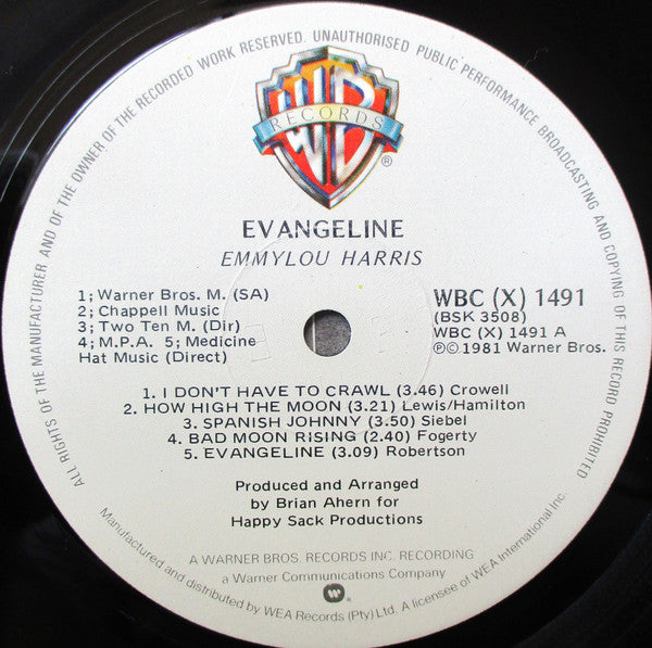 Emmylou Harris – Evangeline LP vinyl record, image 3 of 7