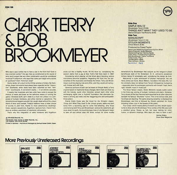 Clark Terry, Bob Brookmeyer – Clark Terry & Bob Brookmeyer LP vinyl record, image 2 of 4