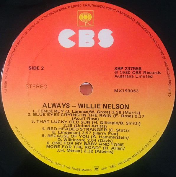 Willie Nelson – Always LP vinyl record, image 6 of 6