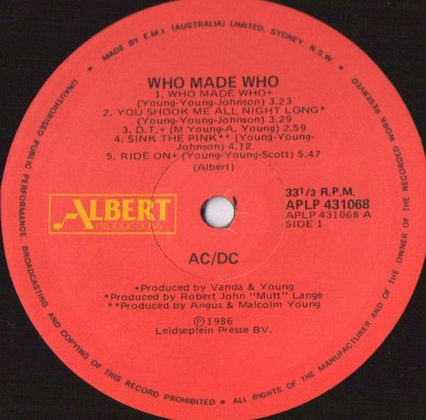 AC/DC – Who Made Who LP vinyl record, image 3 of 5