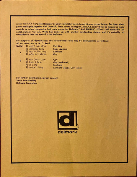 Junior Wells – On Tap LP vinyl record, image 6 of 6