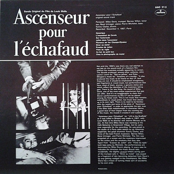 The Miles Davis Quintet – Ascenseur Pour L'Echafaud LP vinyl record, image 2 of 3