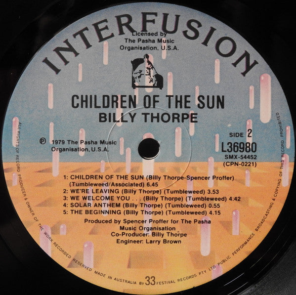 Billy Thorpe – Children Of The Sun LP vinyl record, image 6 of 6