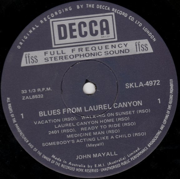 John Mayall – Blues From Laurel Canyon LP vinyl record, image 3 of 4