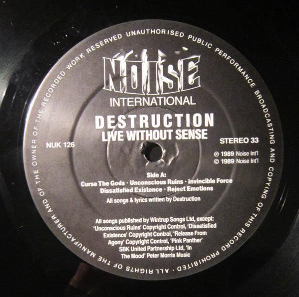 Destruction – Live Without Sense LP vinyl record, image 5 of 7