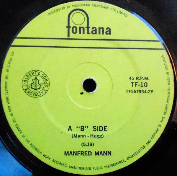 Manfred Mann – Ragamuffin Man 7" vinyl record, image 2 of 2