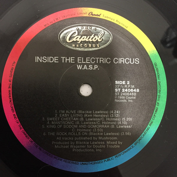 W.A.S.P. – Inside The Electric Circus LP vinyl record, image 4 of 5