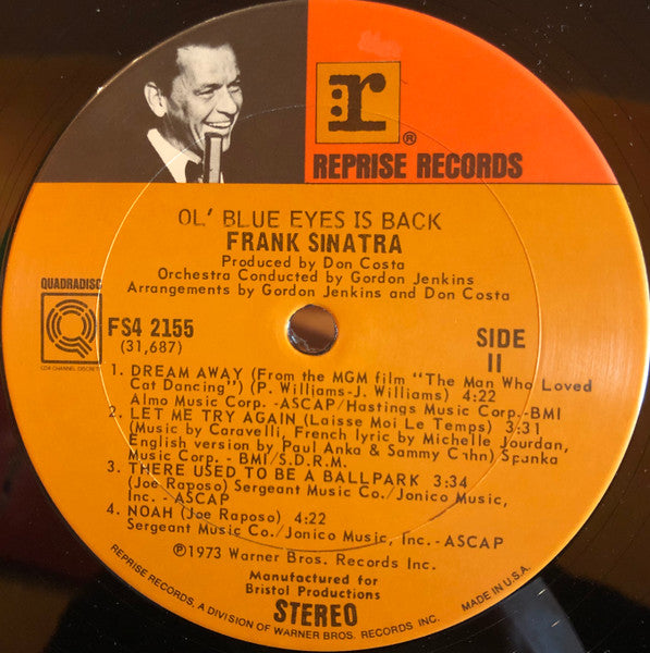 Frank Sinatra – Ol' Blue Eyes Is Back LP vinyl record, image 5 of 5