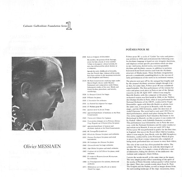 Olivier Messiaen, Sir Michael Tippett – Poèmes Pour Mi / Songs For Dov LP vinyl record, image 10 of 10