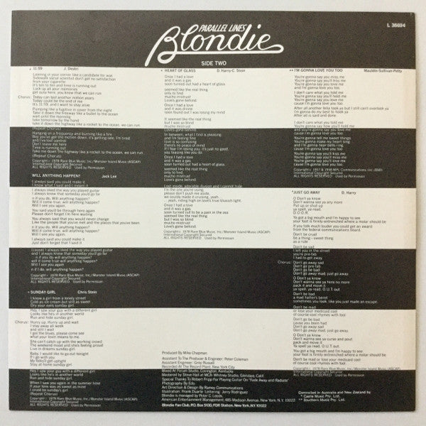 Blondie – Parallel Lines LP vinyl record, image 6 of 6