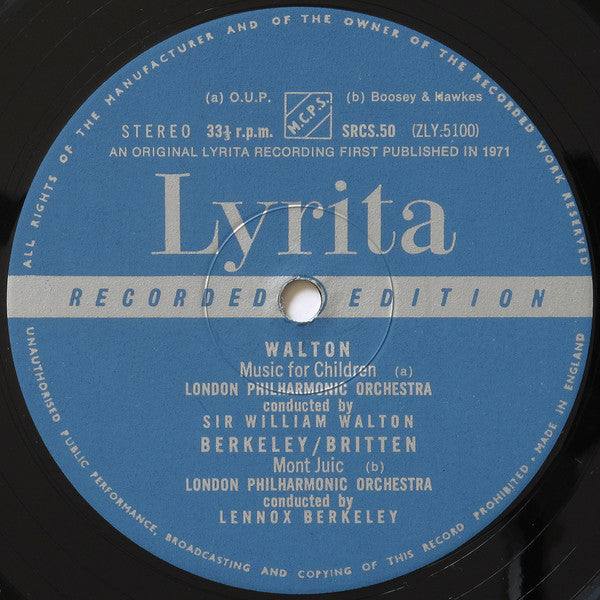 Gustav Holst, Arthur Bliss, Lennox Berkeley, Benjamin Britten, Sir William Walton – Japanese Suite / Mêlée Fantasque / Mont Juic (Suite Of Catalan Dances) / Music For Children LP vinyl record, image 4 of 4
