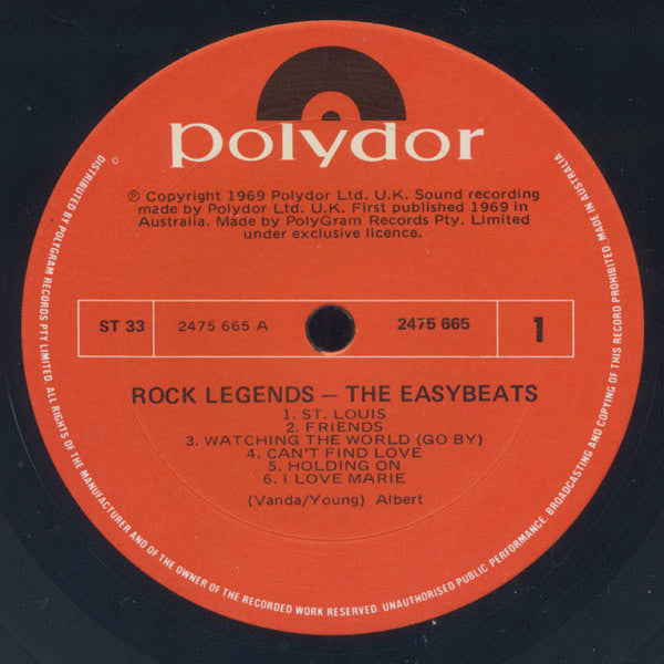 The Easybeats – Rock Legends LP vinyl record, image 3 of 4