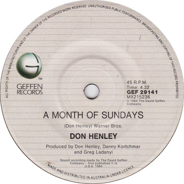 Don Henley – The Boys Of Summer 7" vinyl record, image 4 of 4