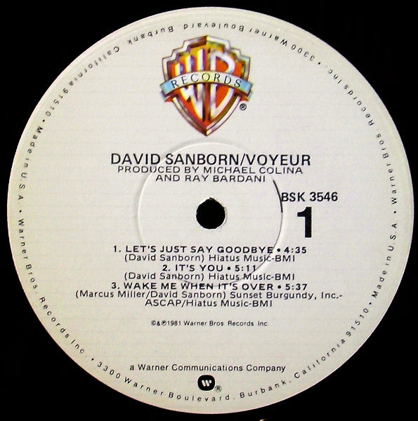 David Sanborn – Voyeur LP vinyl record, image 3 of 4