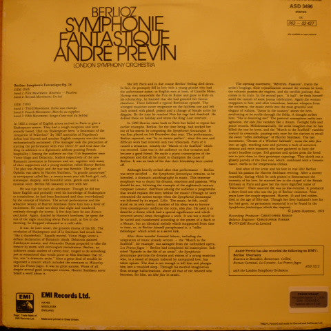 Hector Berlioz, London Symphony Orchestra, André Previn – Symphonie Fantastique LP vinyl record, image 2 of 4