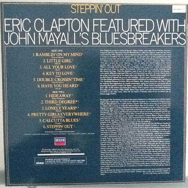 Eric Clapton, John Mayall & The Bluesbreakers – Steppin' Out LP vinyl record, image 2 of 4