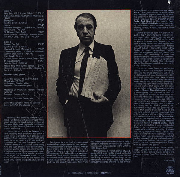 Martial Solal – Bluesine LP vinyl record, image 2 of 4