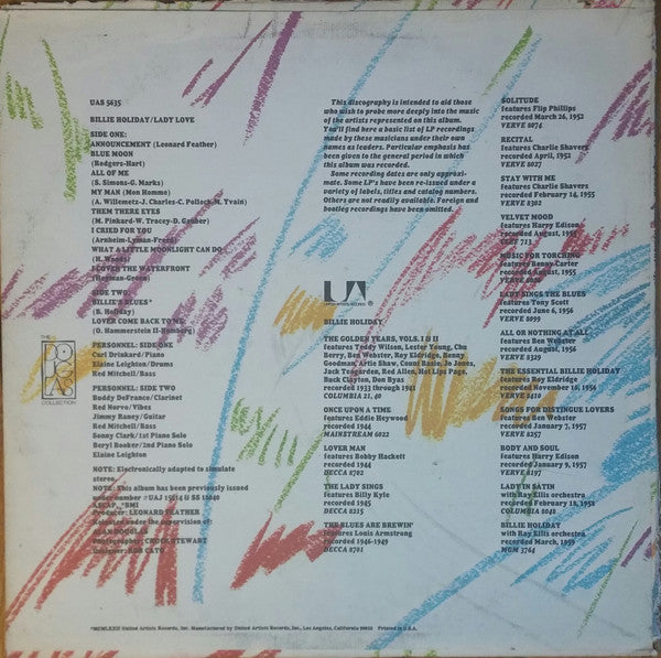 Billie Holiday – Lady Love LP vinyl record, image 2 of 4