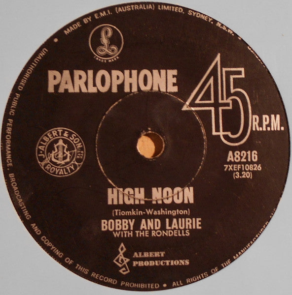 Bobby And Laurie, The Rondells – Tonight, When I Come Home 7" vinyl record, image 2 of 2