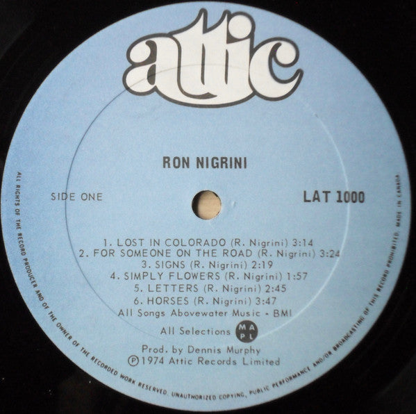 Ron Nigrini – Ron Nigrini LP vinyl record, image 3 of 4