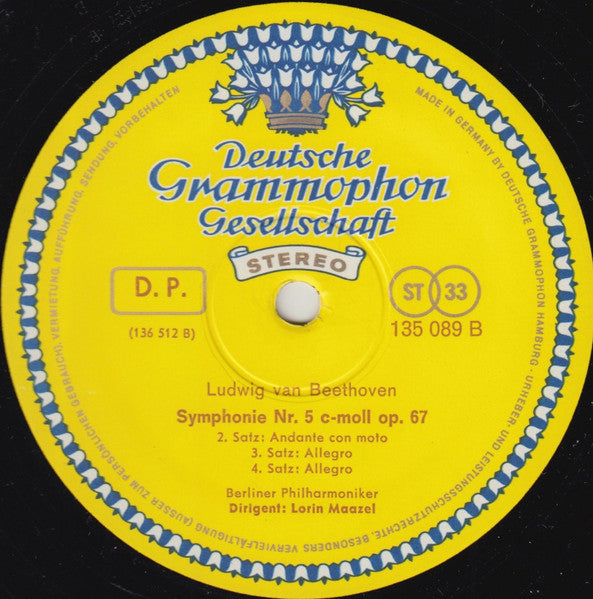Franz Schubert, Ludwig van Beethoven, Berliner Philharmoniker, Lorin Maazel – Symphonie Nr. 8 H-moll D. 759 »Unvollendete« / Symphonie Nr. 5 C-moll Op. 67 LP vinyl record, image 4 of 4