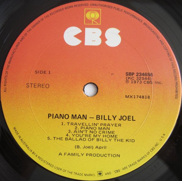 Billy Joel – Piano Man LP vinyl record, image 3 of 3