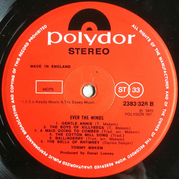 Tommy Makem – Ever The Winds LP vinyl record, image 4 of 4