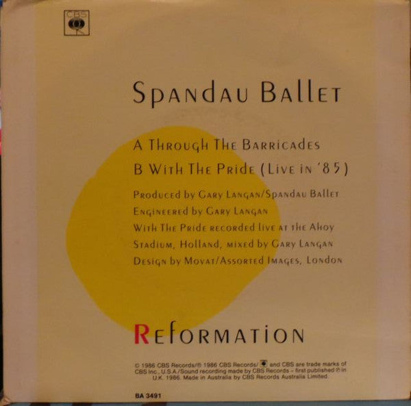 Spandau Ballet – Through The Barricades 7" vinyl record, image 2 of 4
