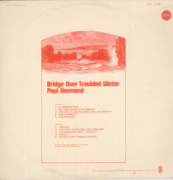Paul Desmond – Bridge Over Troubled Water LP vinyl record, image 2 of 7