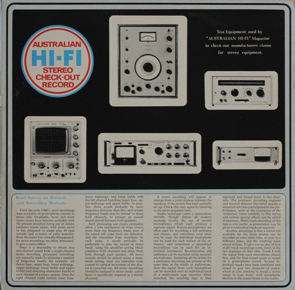 No Artist – Australian Hi-Fi Stereo Check-out Record LP vinyl record, image 4 of 8