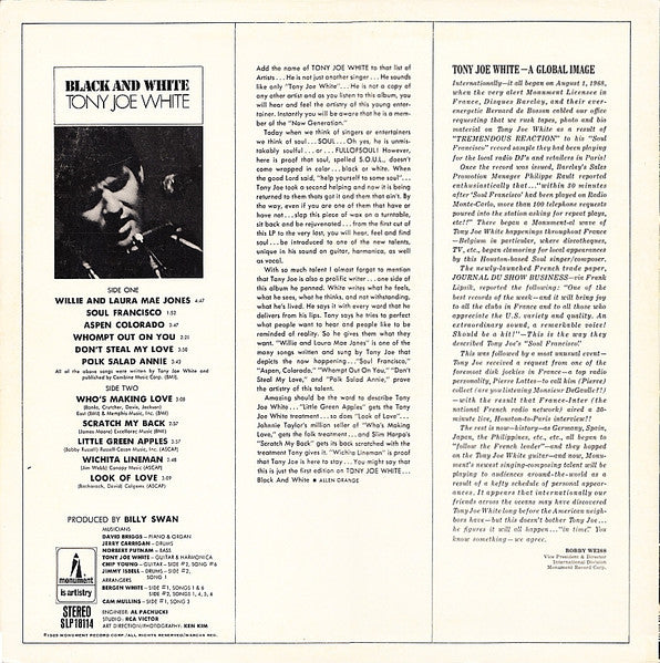 Tony Joe White – Black And White LP vinyl record, image 2 of 4