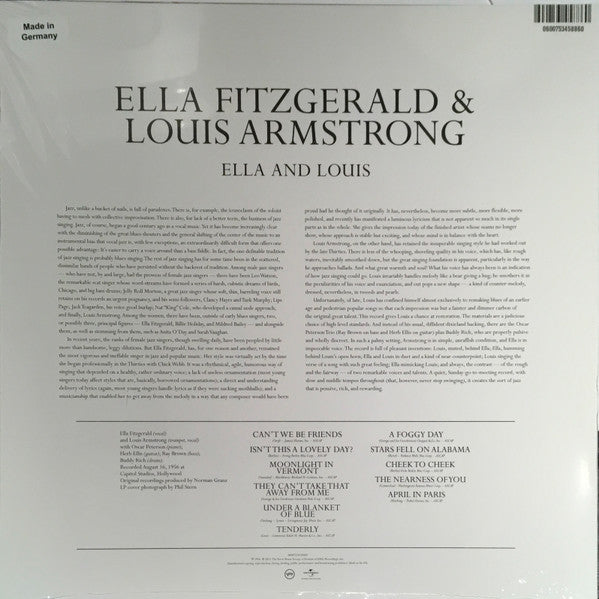 Ella Fitzgerald, Louis Armstrong – Ella And Louis LP vinyl record, image 3 of 6