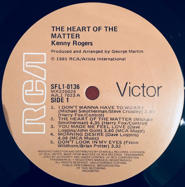Kenny Rogers – The Heart Of The Matter LP vinyl record, image 5 of 6
