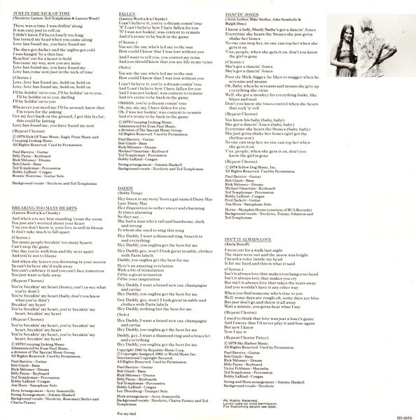 Nicolette Larson – In The Nick Of Time LP vinyl record, image 6 of 6