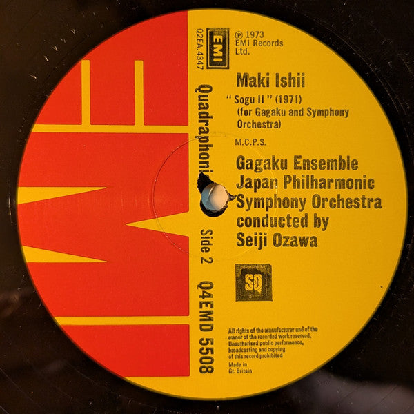 Stomu Yamash'ta, Toru Takemitsu, Maki Ishii – Cassiopeia / Sō-Gū II LP vinyl record, image 4 of 4