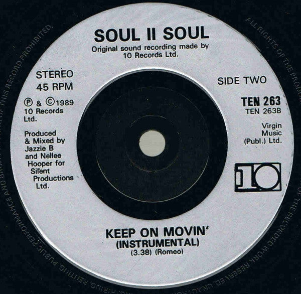 Soul II Soul – Keep On Movin 7" vinyl record, image 4 of 4