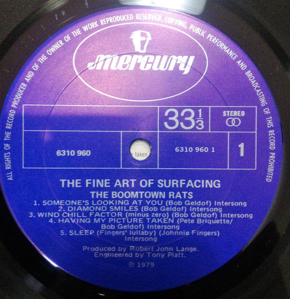 The Boomtown Rats – The Fine Art Of Surfacing LP vinyl record, image 5 of 6