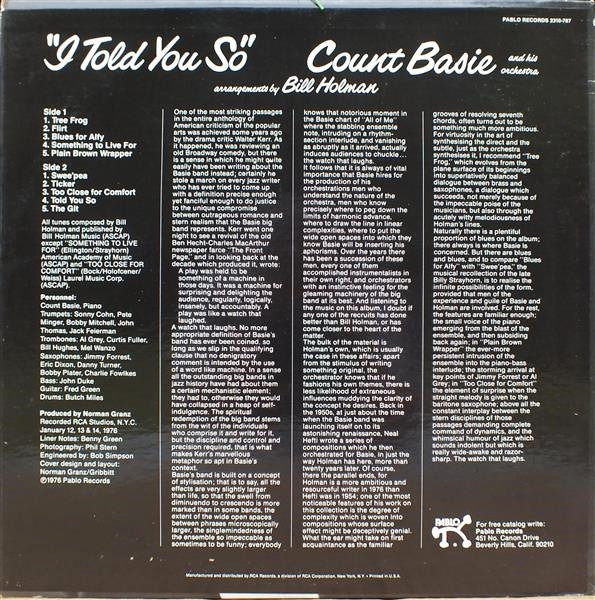Count Basie Orchestra – I Told You So LP vinyl record, image 2 of 4